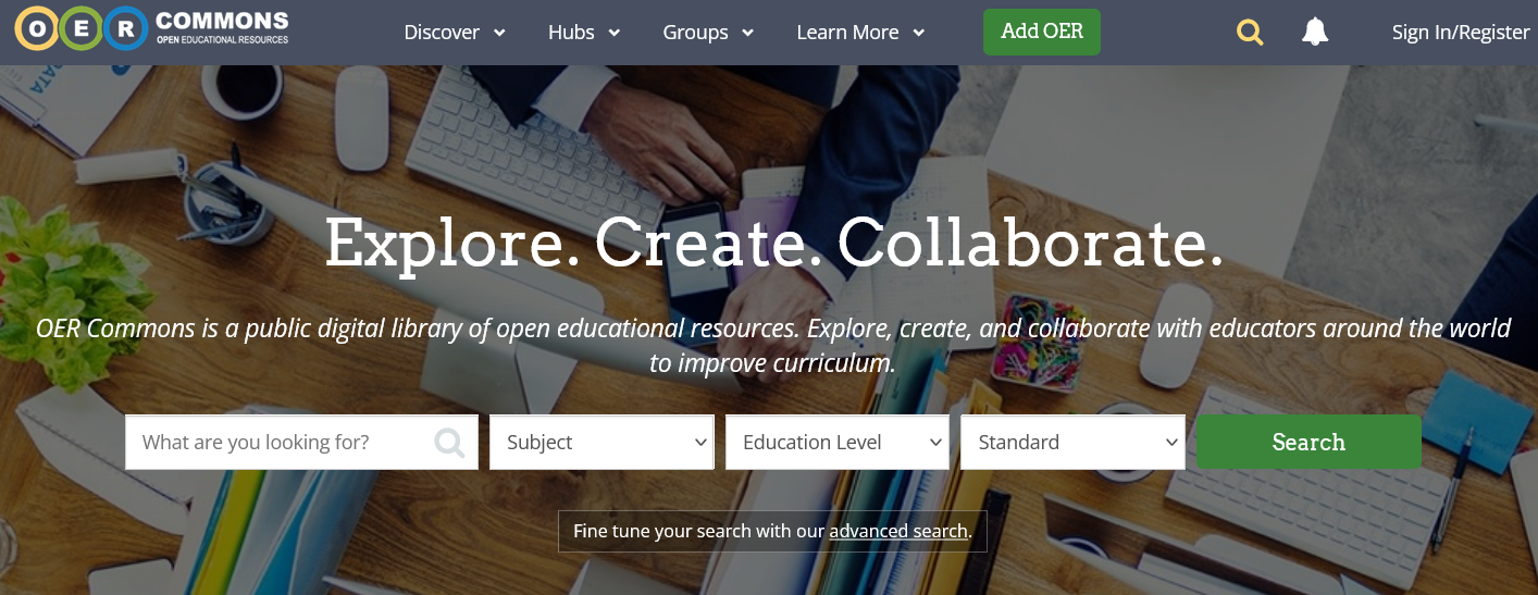 OER Commons website screenshot